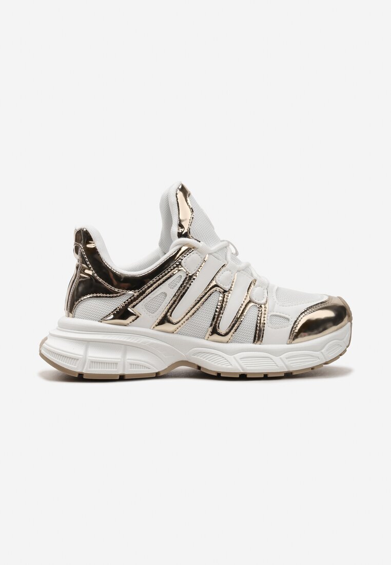  Sneakers Aurii cu Inserții Decorative și Talpă Embosată Adlenavia