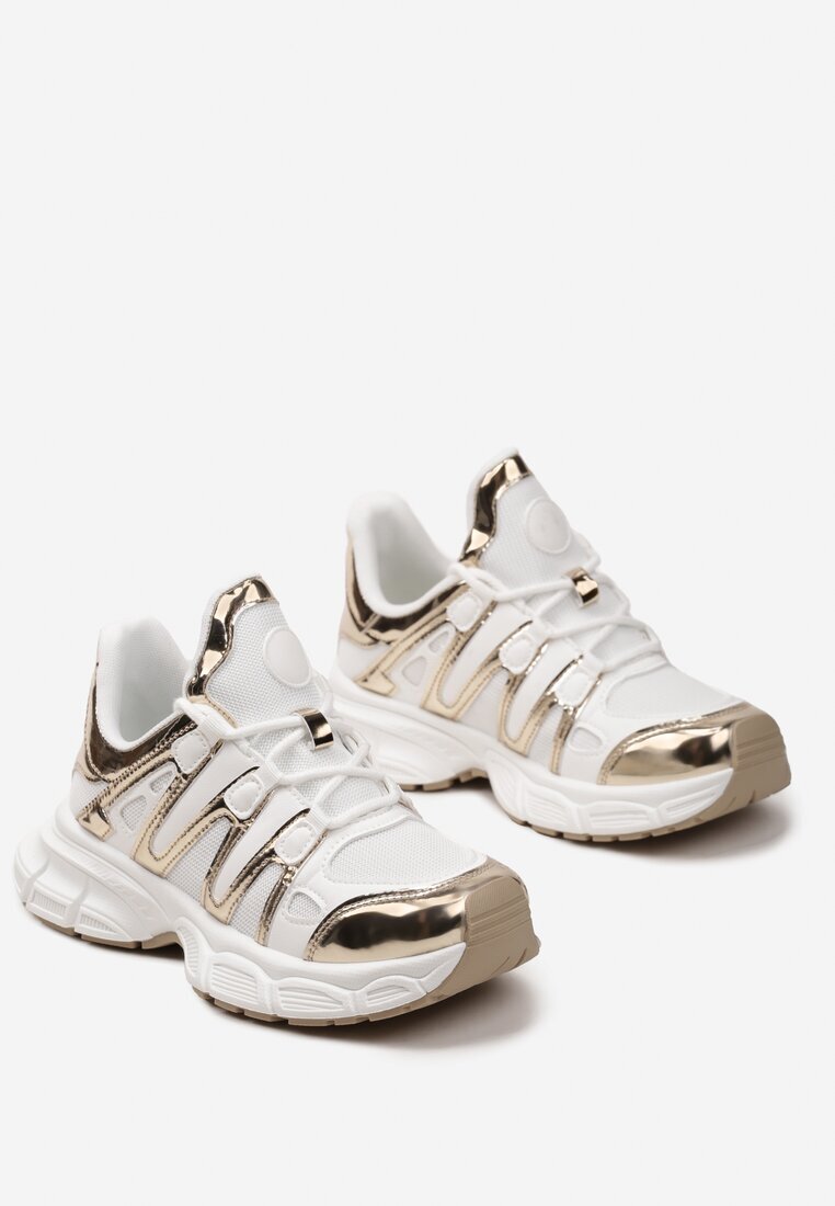  Sneakers Aurii cu Inserții Decorative și Talpă Embosată Adlenavia