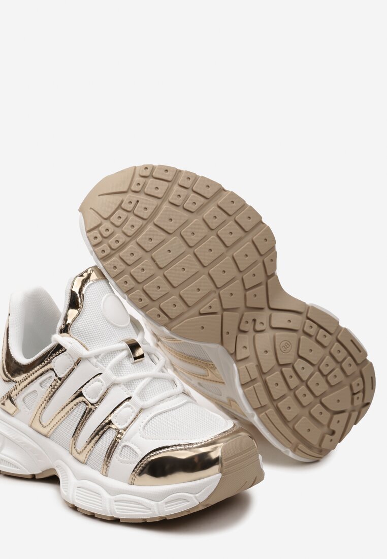  Sneakers Aurii cu Inserții Decorative și Talpă Embosată Adlenavia