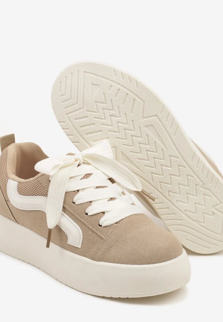  Sneakers Bej închis cu talpă groasă și bandă decorativă Kornelie