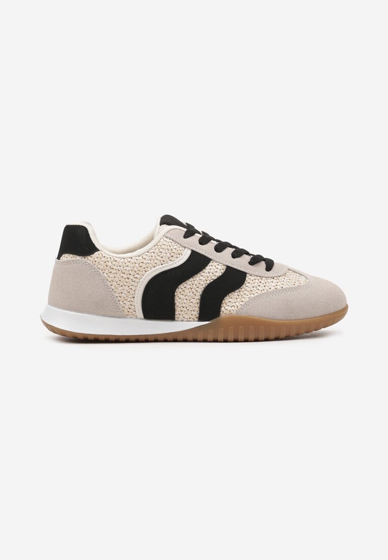  Sneakers Bej-Negru Decorați cu împletitură de rafie Wiloria