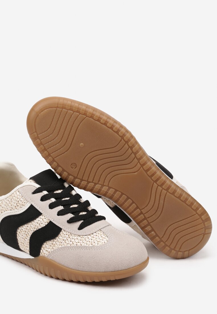  Sneakers Bej-Negru Decorați cu împletitură de rafie Wiloria