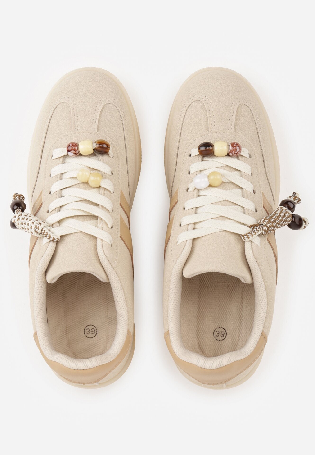  Sneakers bej stil tenis cu mărgele Charnara