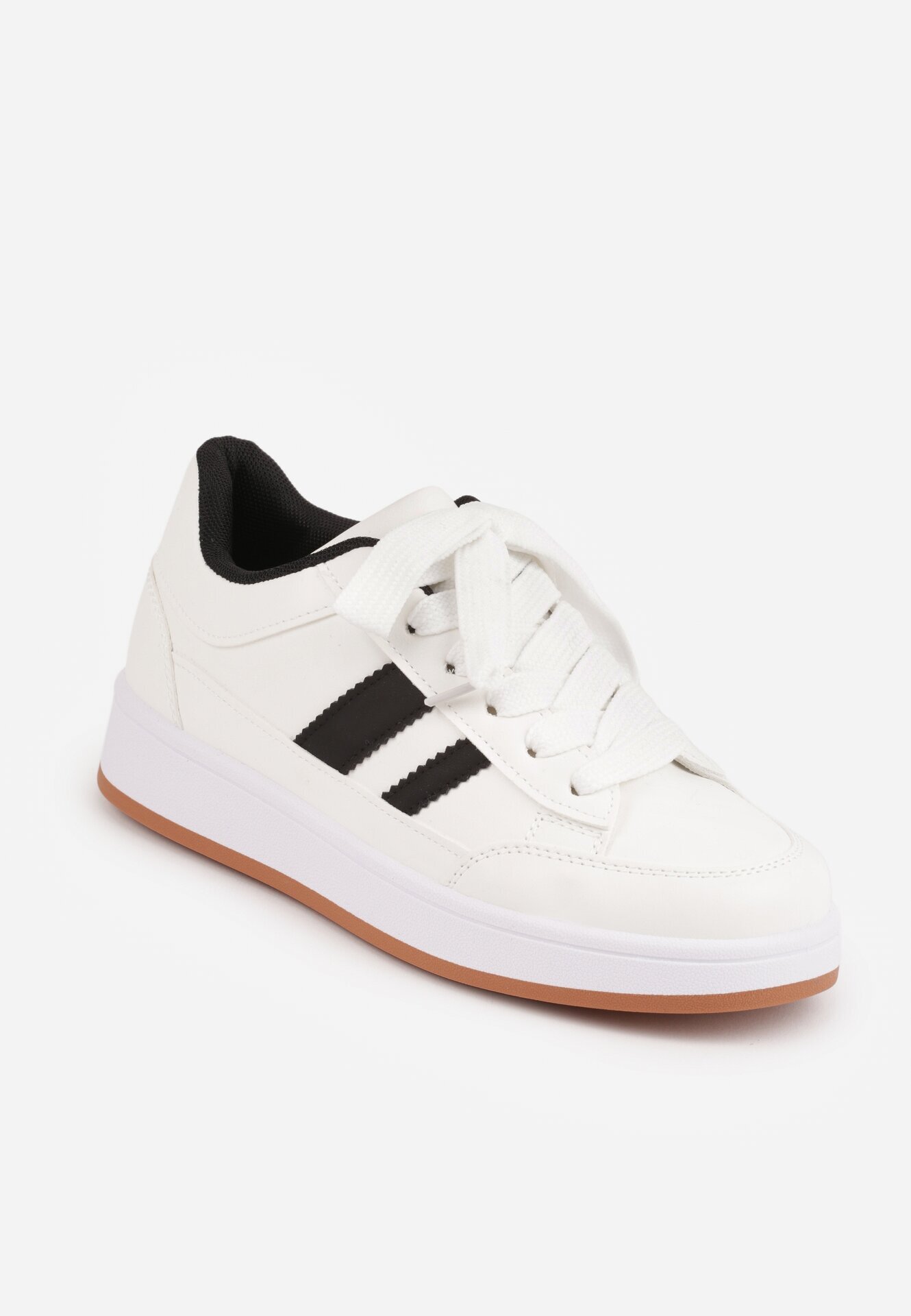  Sneakers Casual cu cusături decorative și benzi laterale Ariesera Albi