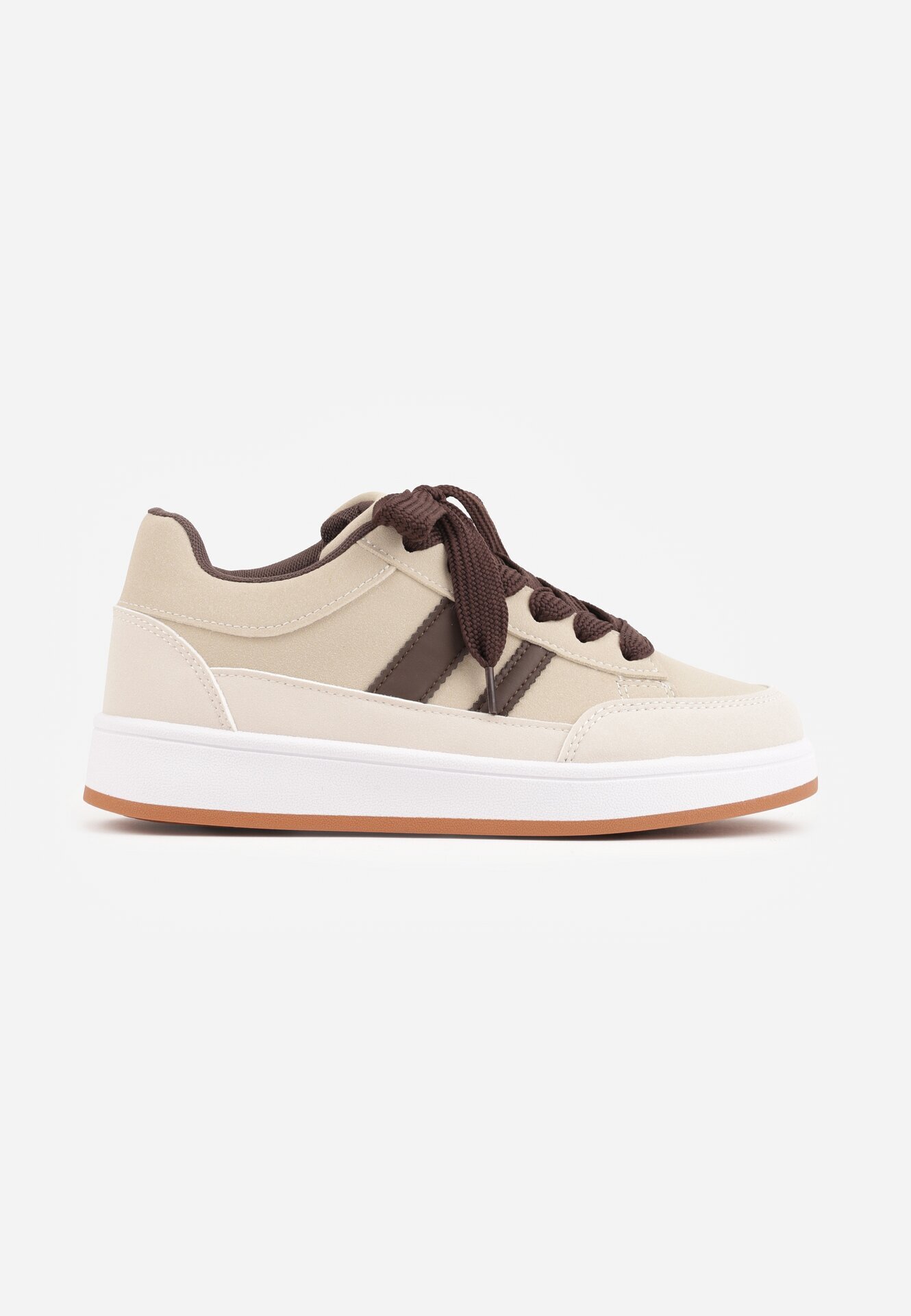  Sneakers Casual cu cusături decorative și benzi laterale Ariesera Bej