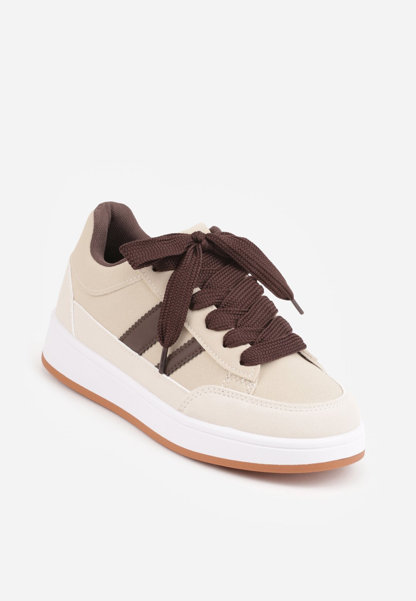  Sneakers Casual cu cusături decorative și benzi laterale Ariesera Bej