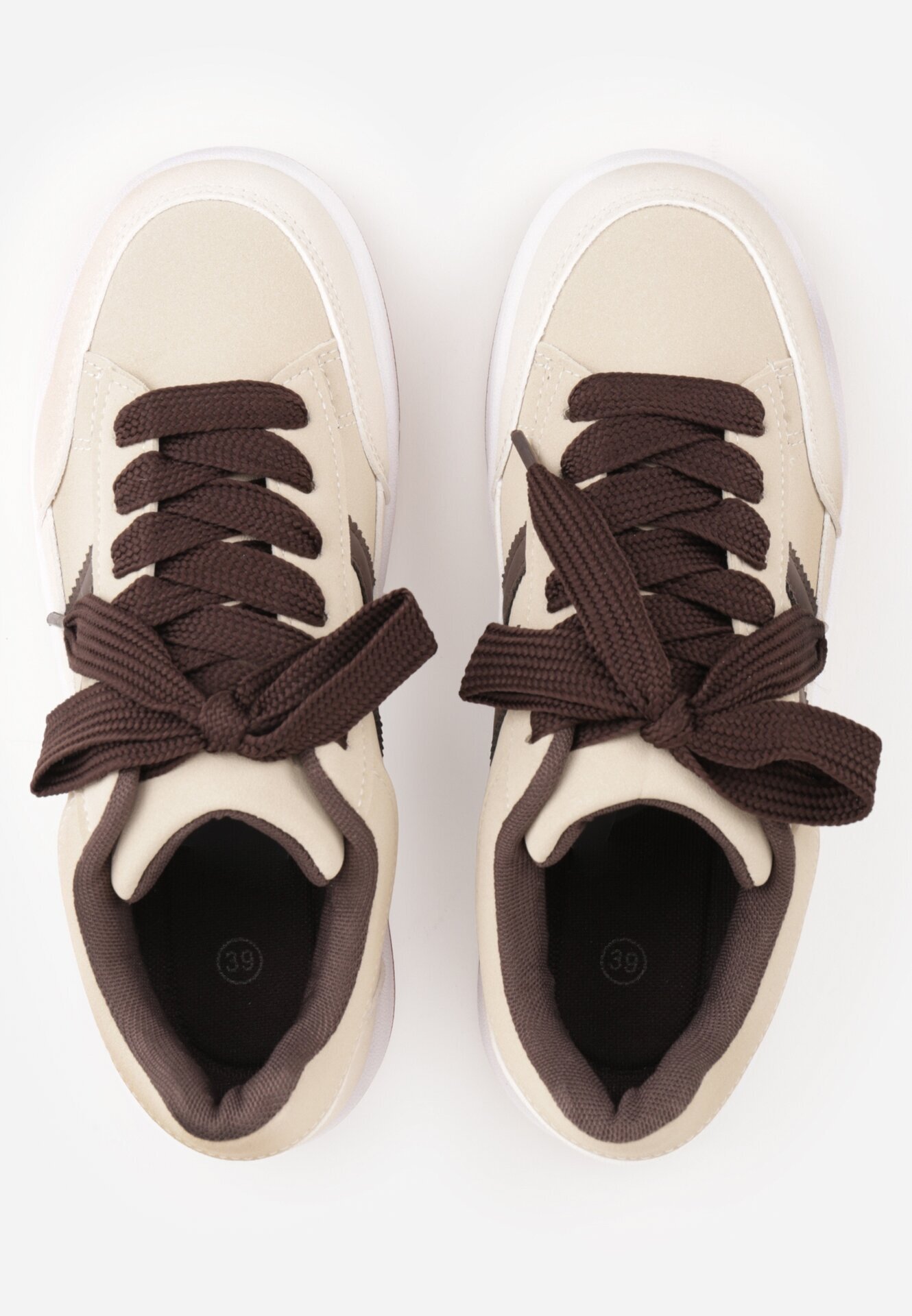  Sneakers Casual cu cusături decorative și benzi laterale Ariesera Bej