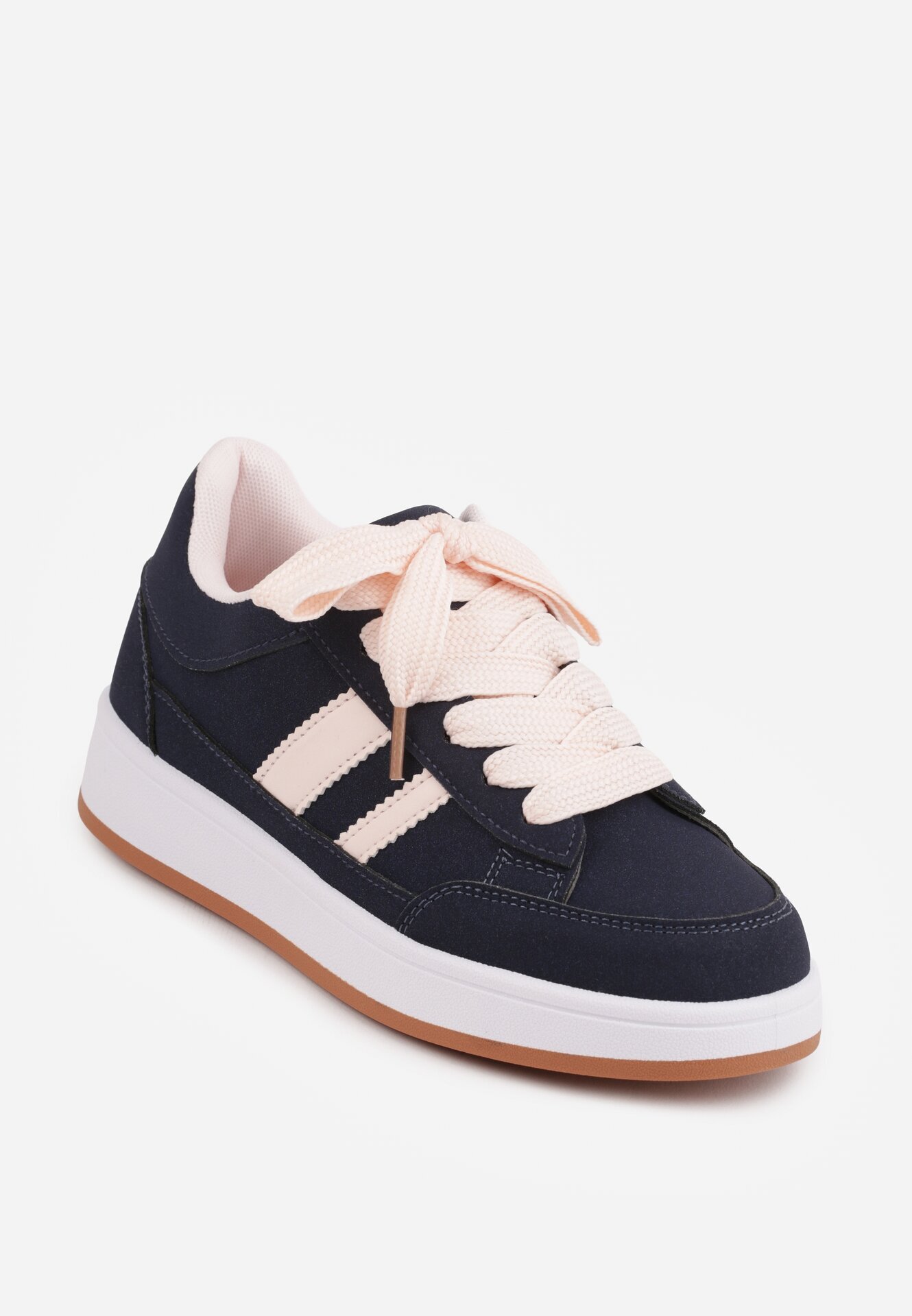  Sneakers Casual cu cusături decorative și benzi laterale Ariesera Bleumarin