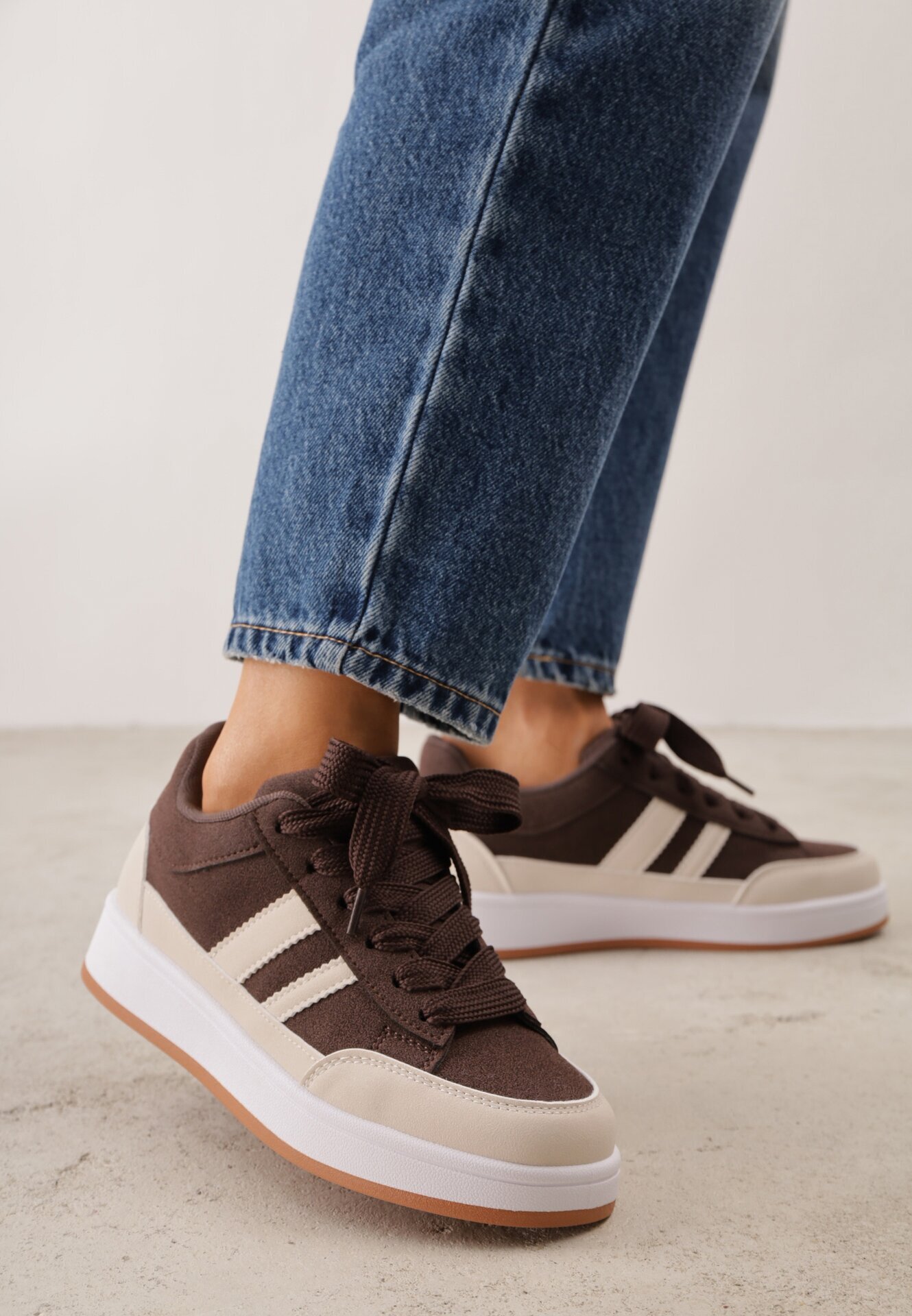  Sneakers Casual cu cusături decorative și benzi laterale Ariesera Maro