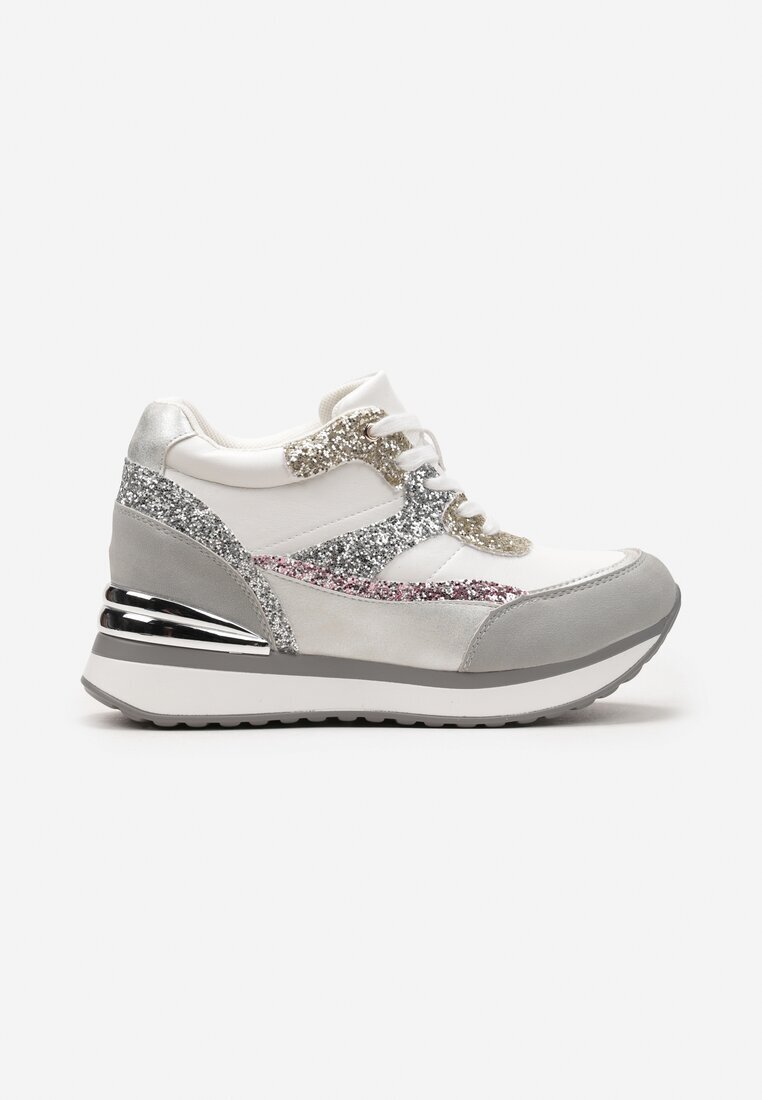  Sneakers Gri-Roz pe Pană Ascunsă Decorați cu Sclipici Yavina