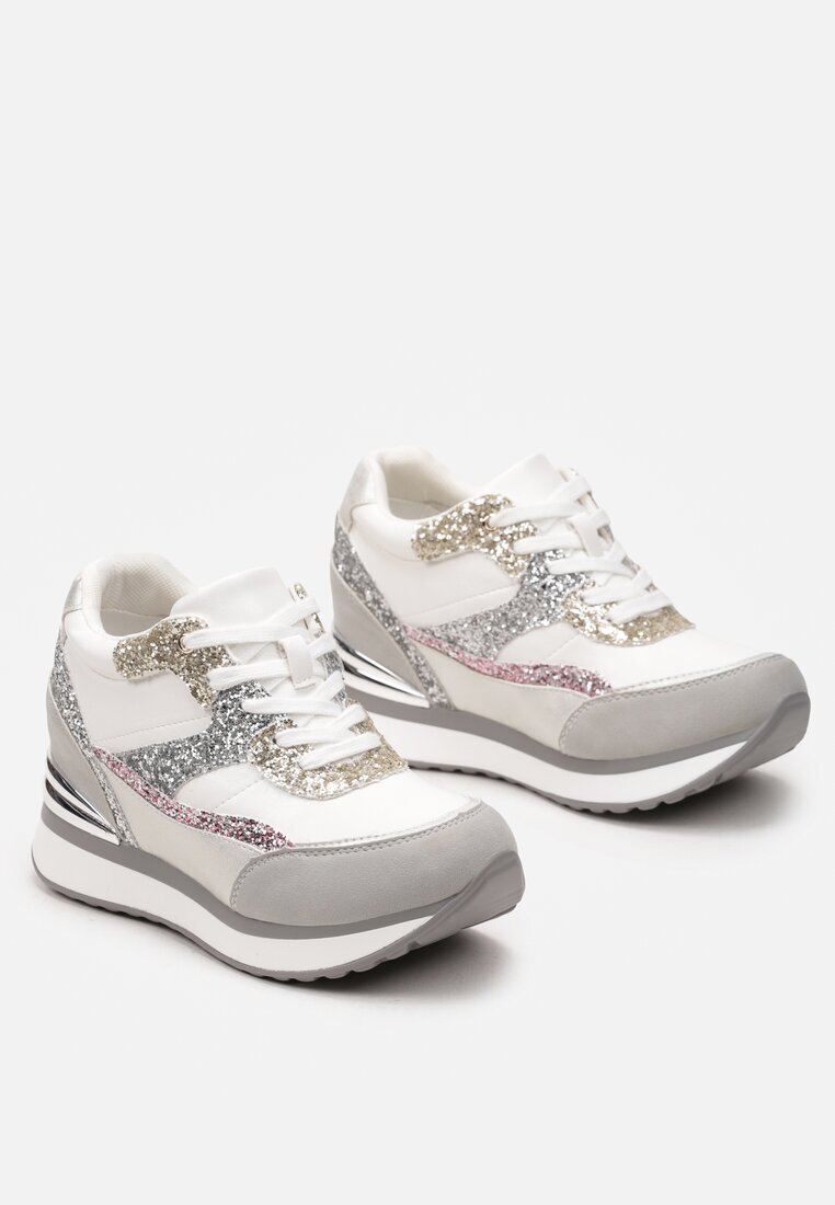  Sneakers Gri-Roz pe Pană Ascunsă Decorați cu Sclipici Yavina