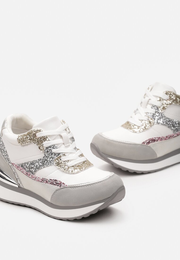  Sneakers Gri-Roz pe Pană Ascunsă Decorați cu Sclipici Yavina