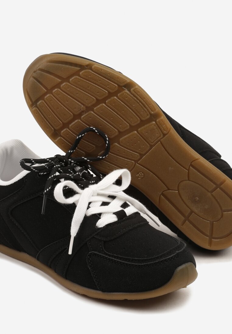  Sneakers Negri cu Șireturi Duble și Cusături Teleritia