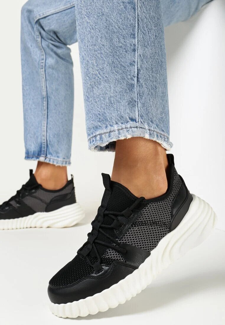  Sneakers Negri pe Talpă Groasă Demetra