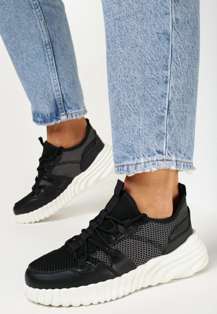  Sneakers Negri pe Talpă Groasă Demetra