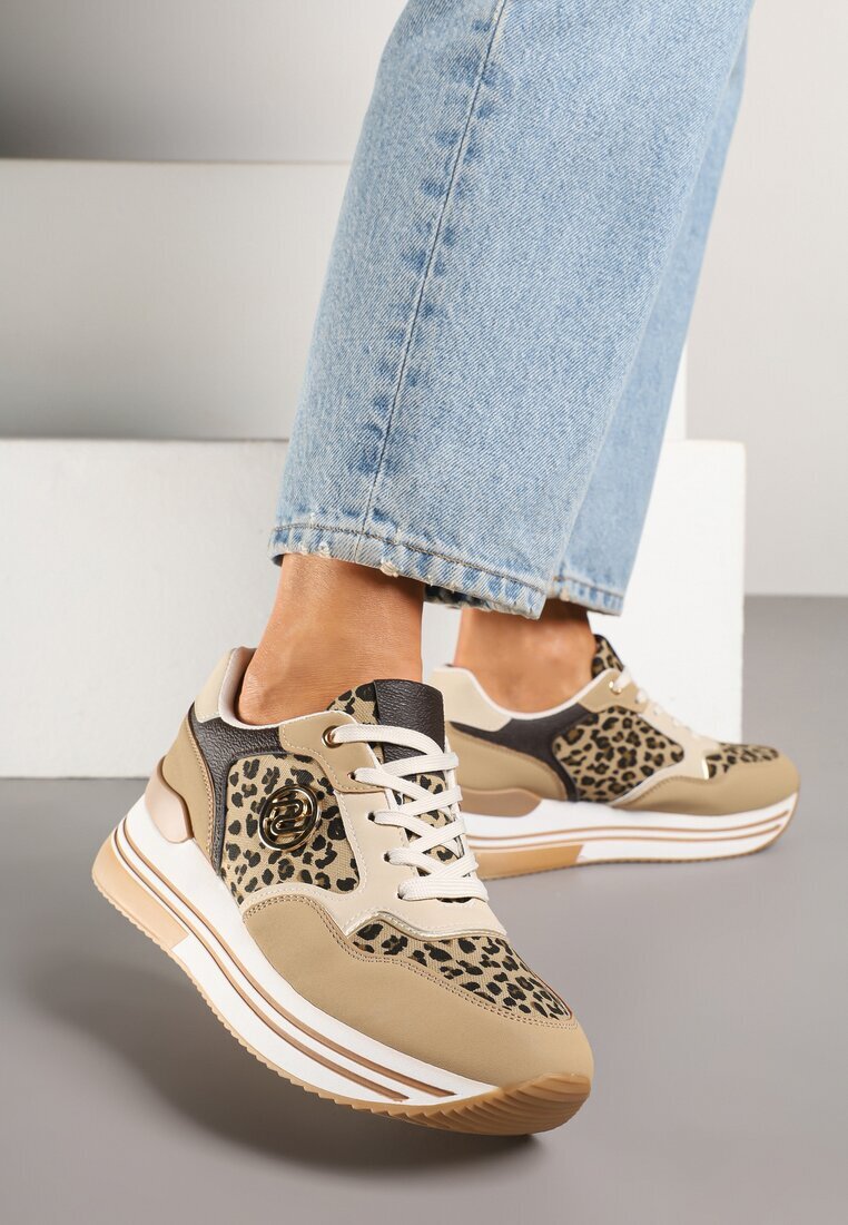  Sneakers panterați pe talpă groasă cu aplicație decorativă Ronivelle