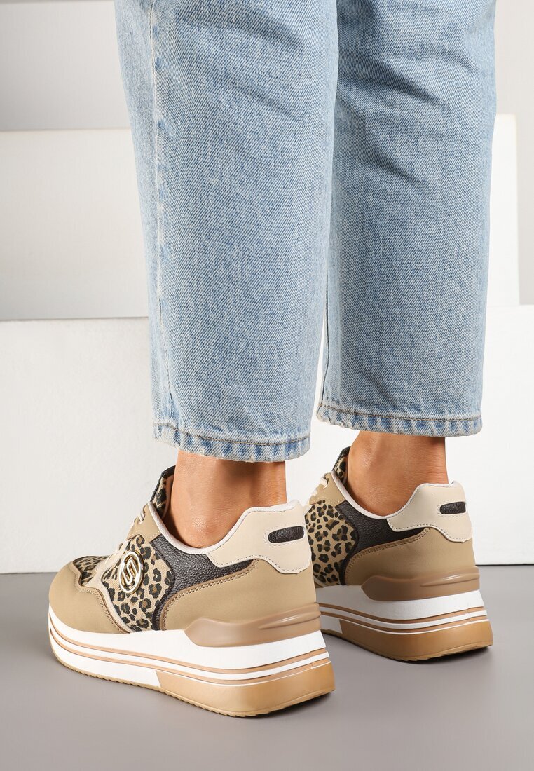  Sneakers panterați pe talpă groasă cu aplicație decorativă Ronivelle