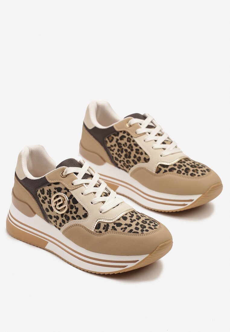  Sneakers panterați pe talpă groasă cu aplicație decorativă Ronivelle