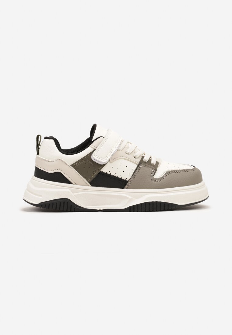  Sneakers Plati Bej închis cu Branț din Piele cu Velcro Milissea