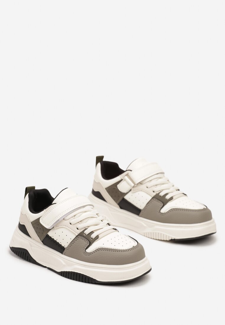  Sneakers Plati Bej închis cu Branț din Piele cu Velcro Milissea