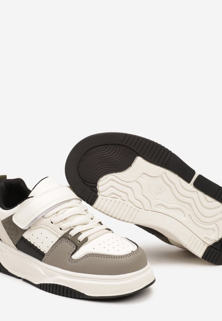  Sneakers Plati Bej închis cu Branț din Piele cu Velcro Milissea