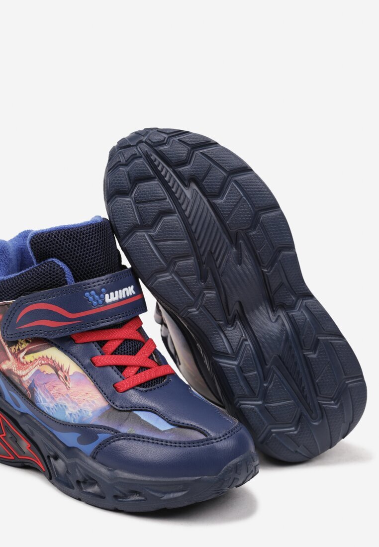  Sneakers plati bleumarin cu model geometric și LED-uri Temiana