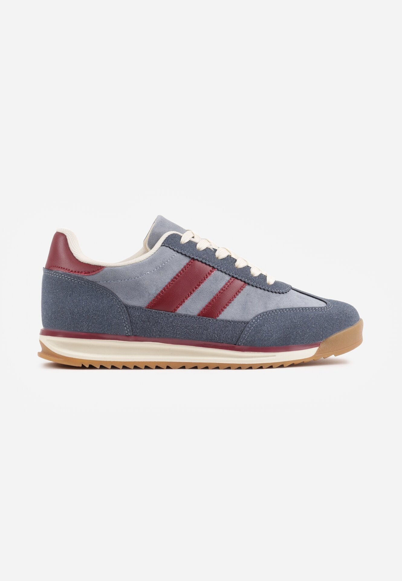  Sneakers retro cu cusături decorative și inserții cu textură de piele întoarsă Isanna Albaștri