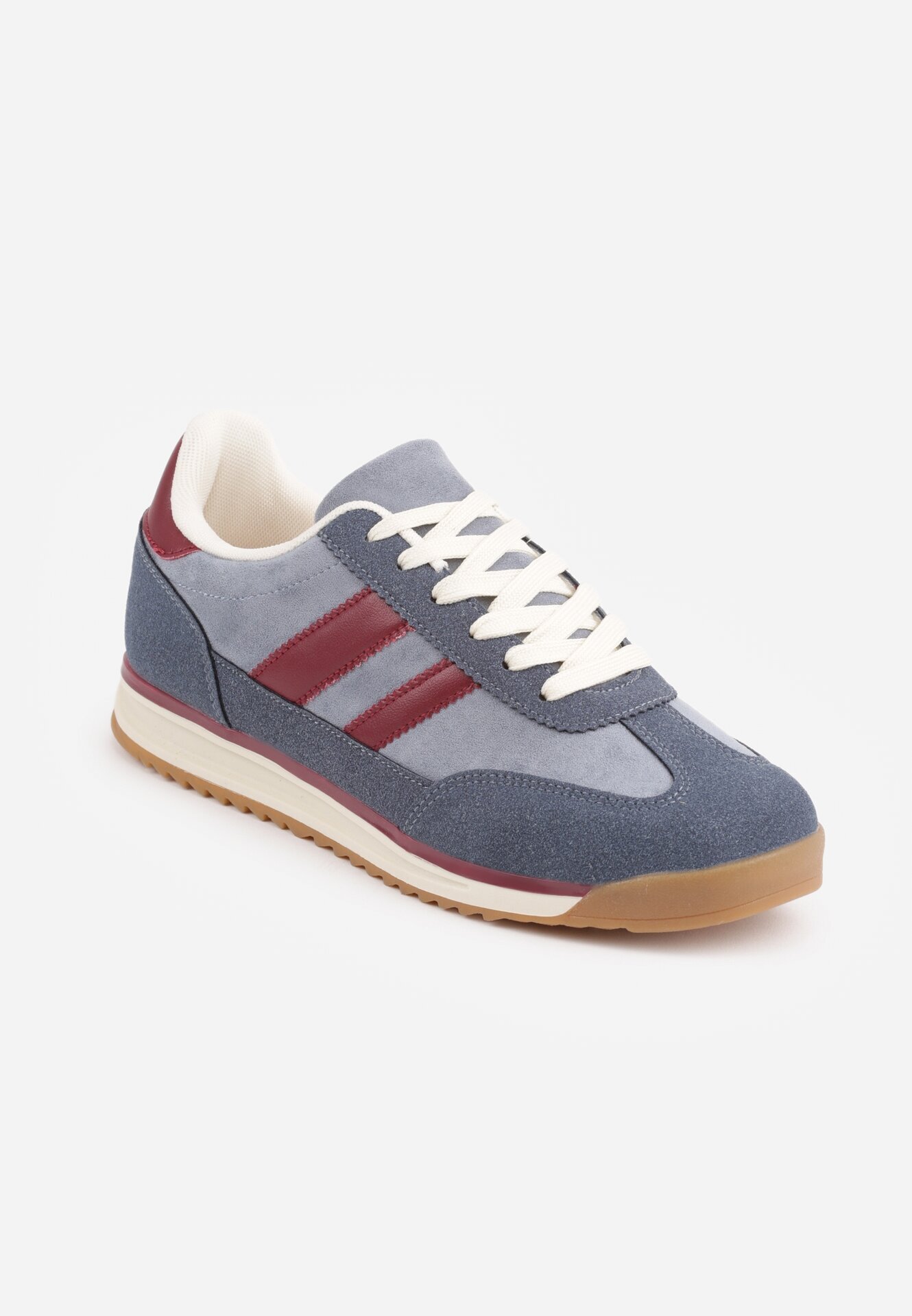  Sneakers retro cu cusături decorative și inserții cu textură de piele întoarsă Isanna Albaștri
