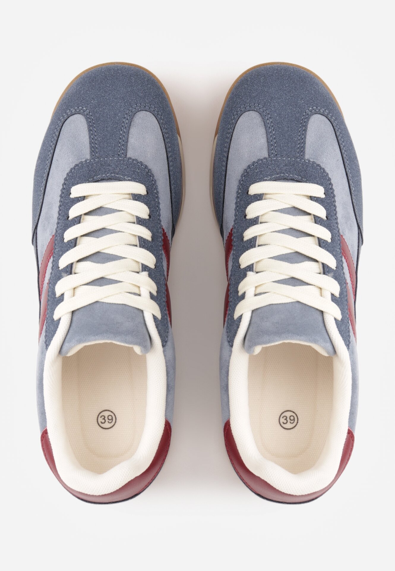  Sneakers retro cu cusături decorative și inserții cu textură de piele întoarsă Isanna Albaștri