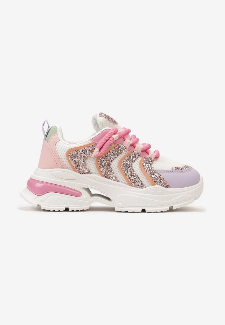  Sneakers Roz-violet pe Platformă cu Inserții de Sclipici Flenai