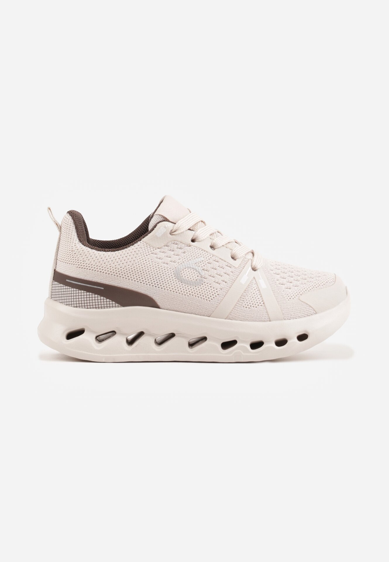  Sneakers sport cu fețe embosate Kateni Bej cu Bej cu maro