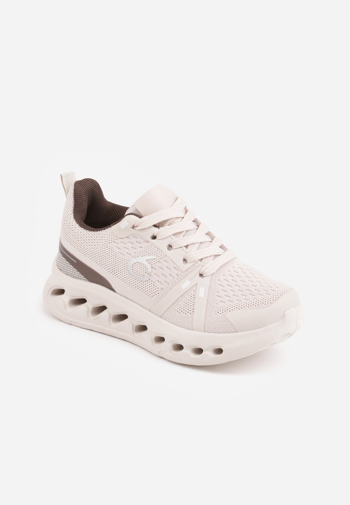  Sneakers sport cu fețe embosate Kateni Bej cu Bej cu maro