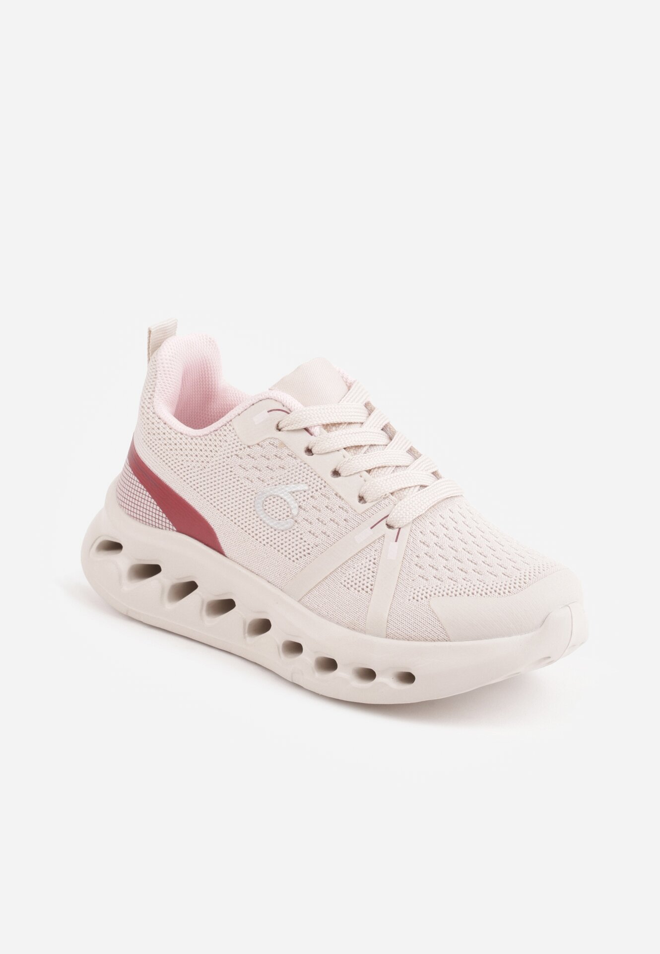  Sneakers sport cu fețe embosate Kateni Bej cu Bej cu roz
