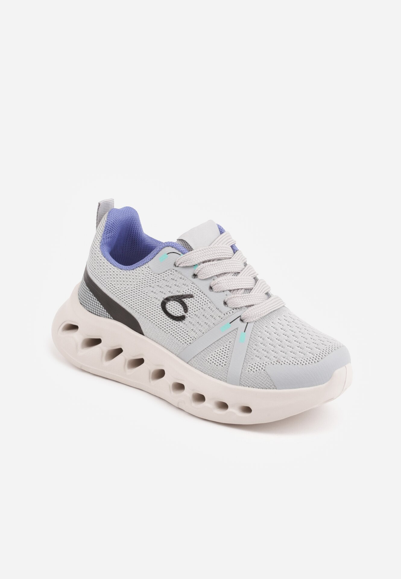  Sneakers sport cu fețe embosate Kateni Bej cu Gri cu albastru