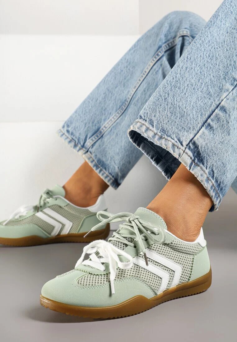  Sneakers Teniși Verde deschis cu Motiv Geometric Telanilia