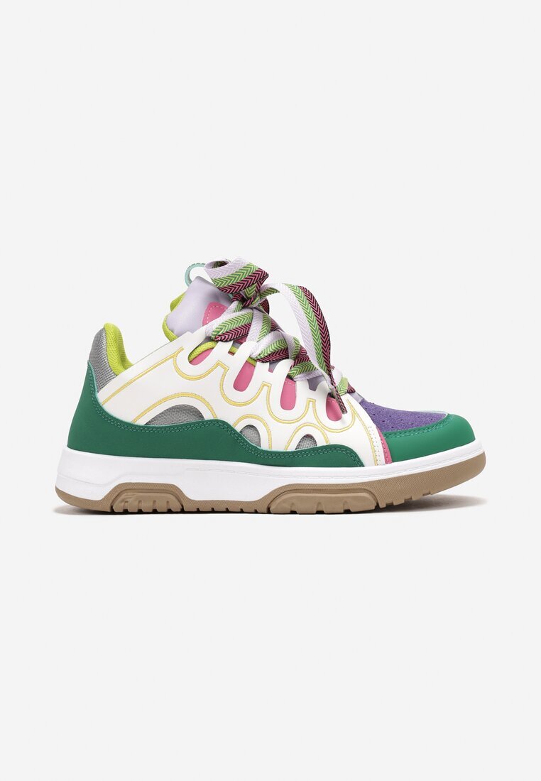  Sneakers Verzi cu Șireturi Decorative și Sclipici Nevesa