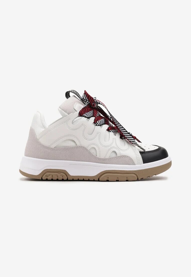  Sneakerși Alb-negri cu șireturi decorative și sclipici Nevesa