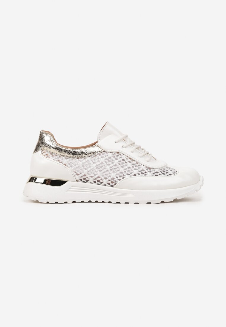  Sneakerși Albi cu Talpă din Spumă cu Partea Superioară Ajurată Rineora