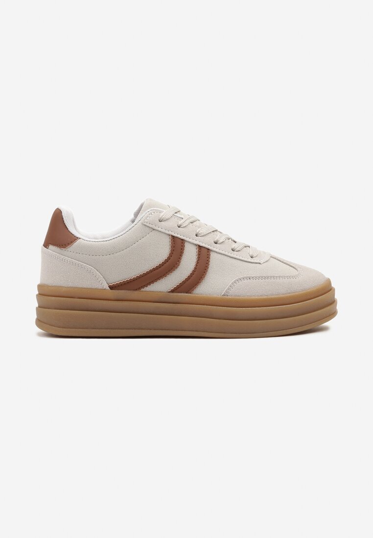  Sneakerși Gri în stilul Tenisilor Clasici pe Platformă Reliefată Lisanelia