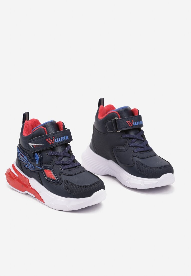  Sneakersi plați sport bleumarin cu LED-uri și decorațiuni geometrice cu scai Erithrea