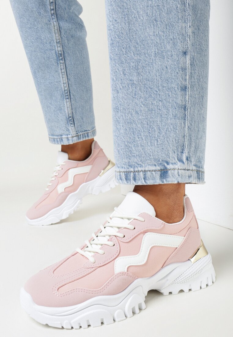  Sneakersi Roz cu Talpă Masivă și Inserție Strălucitoare Skyletia