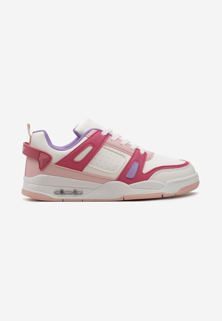  Sneakerși Sport Alb-Roz cu Inserții din Piele Ecologică Isadona