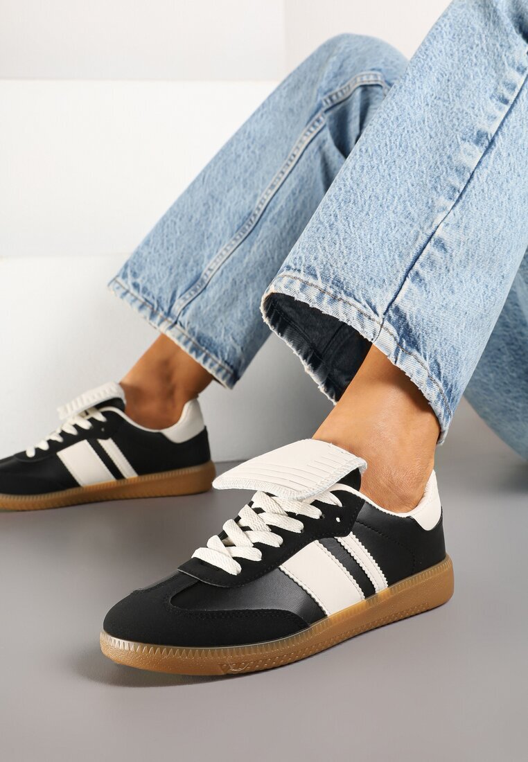  Sneakersi Tenisi Negri Decorați cu pliu Myrloria