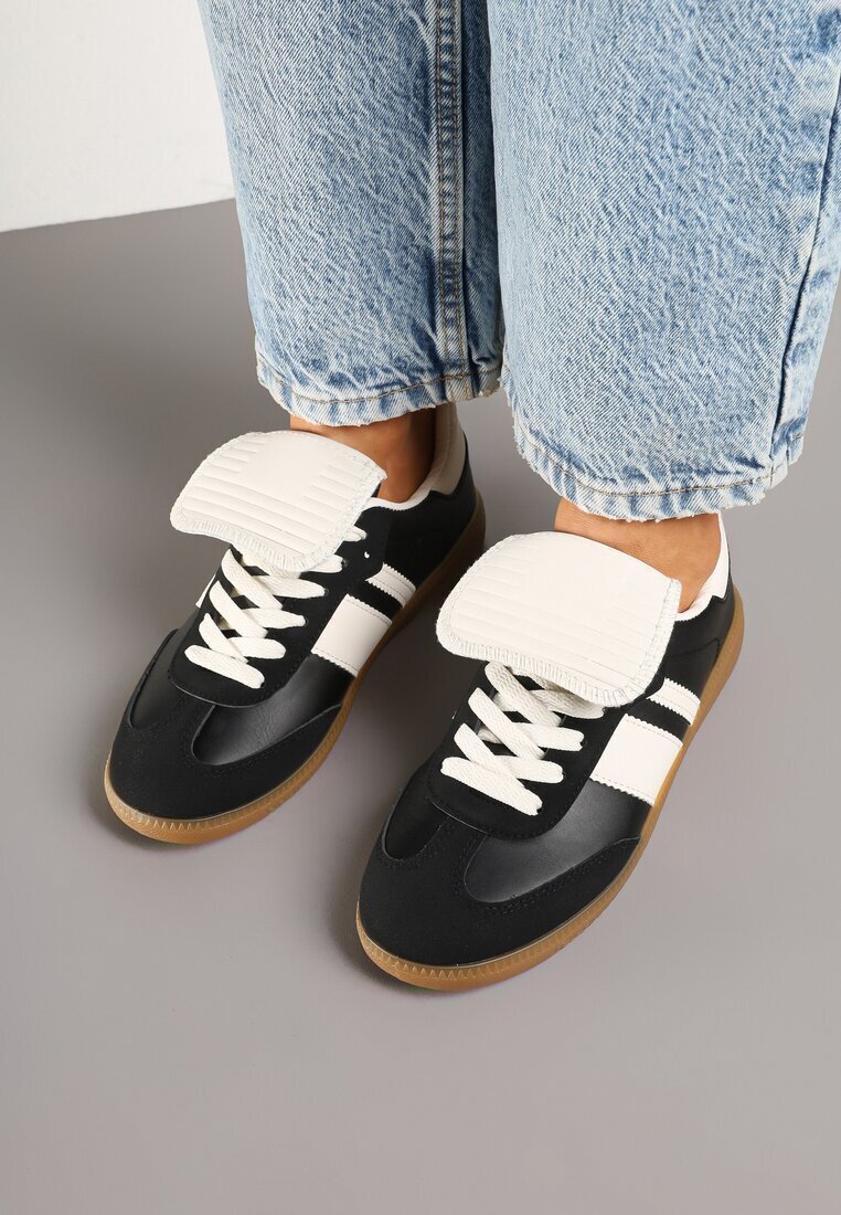  Sneakersi Tenisi Negri Decorați cu pliu Myrloria