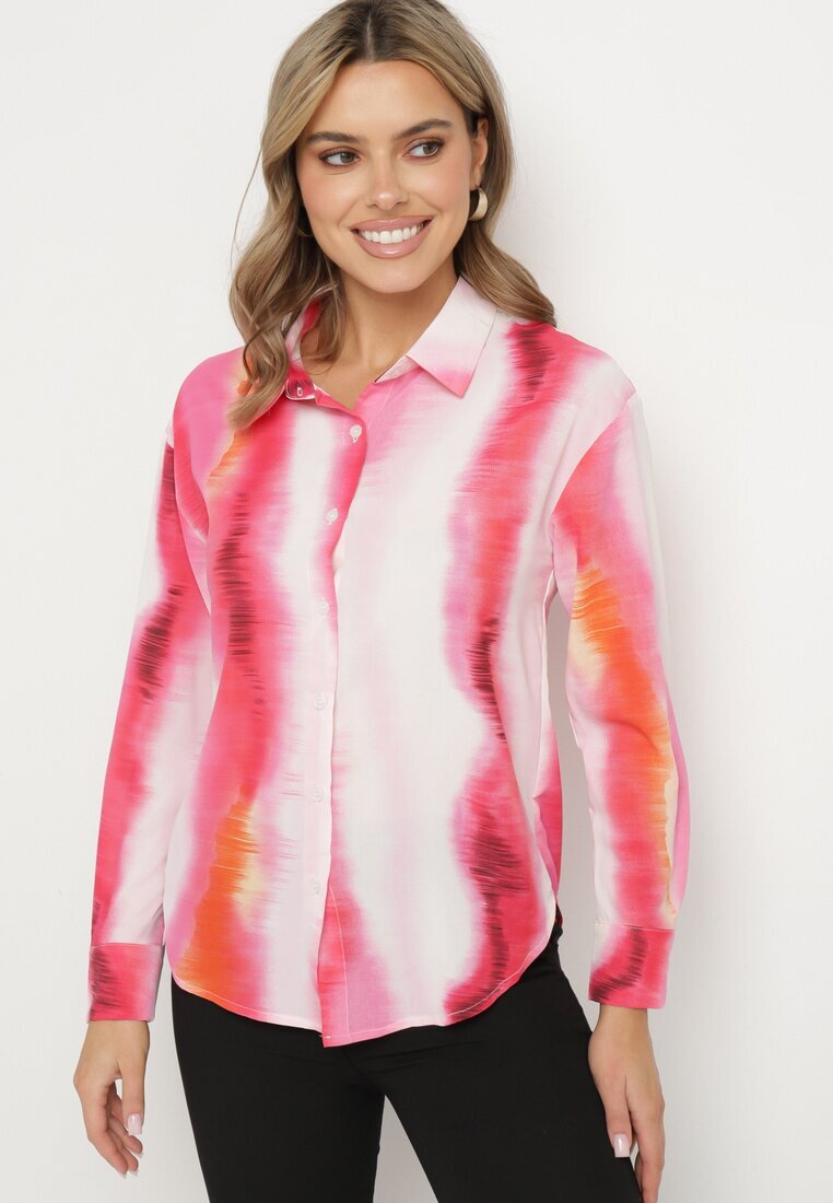 sophyline Cămașă Alb-Fuchsia cu Model Tie-Dye Aranepia