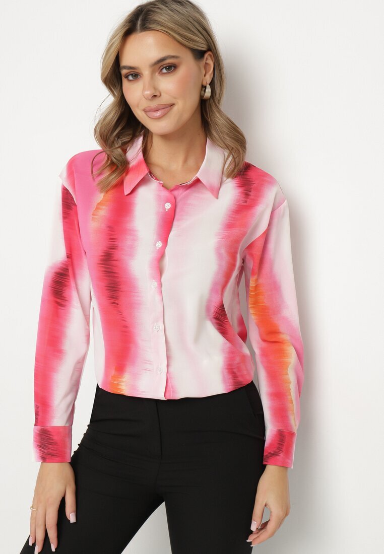 sophyline Cămașă Alb-Fuchsia cu Model Tie-Dye Aranepia