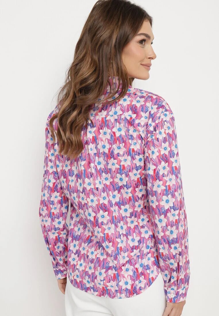 sophyline Cămașă Fucsia de bumbac cu croială clasică cu imprimeu floral Tarievia