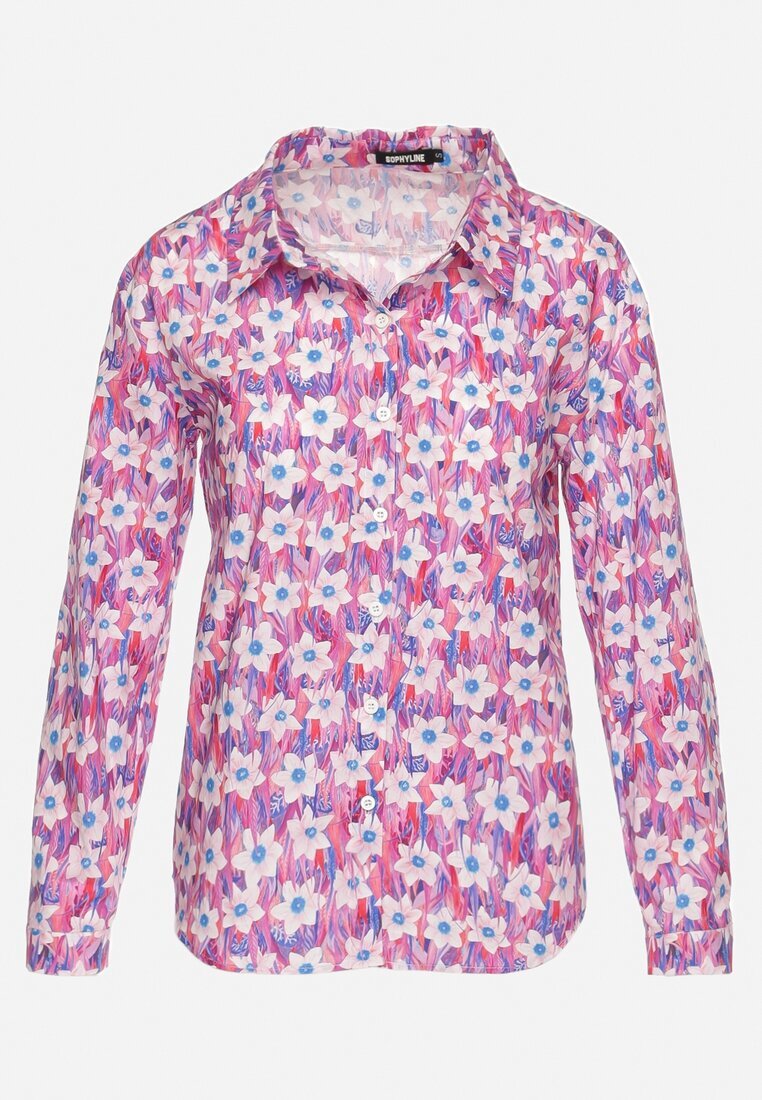 sophyline Cămașă Fucsia de bumbac cu croială clasică cu imprimeu floral Tarievia