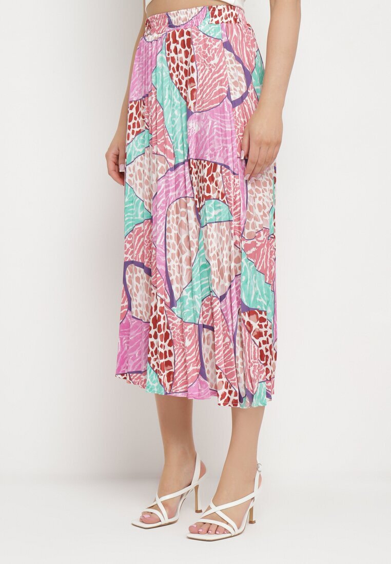 sophyline Fustă Fuchsia Plisată Midi din Material Satinat Revipa