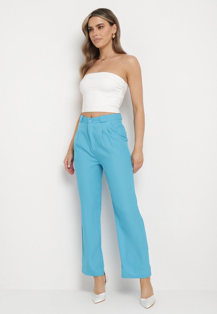 sophyline Pantaloni Albastri De Costum Cu Fermoar Allegretta